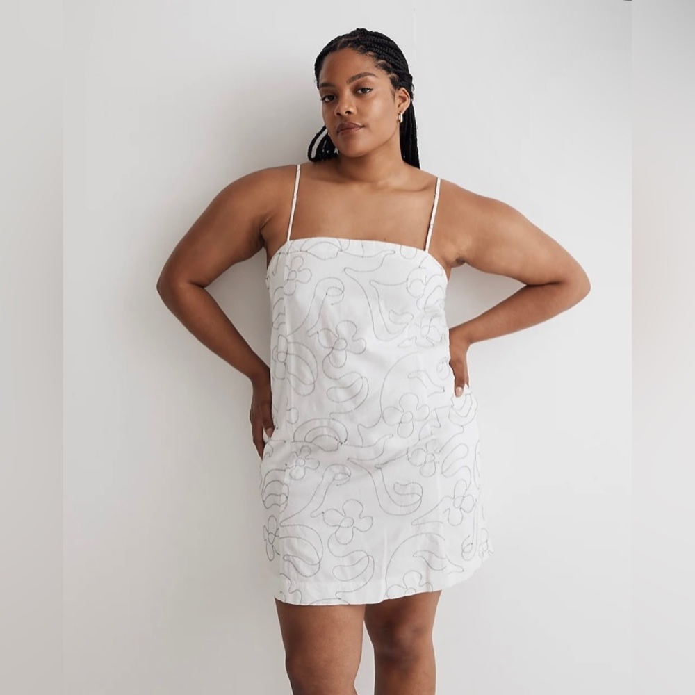 Madewell Linen Golden Mini White & Stitch Dress Size 10